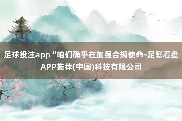 足球投注app“咱们确乎在加强合规使命-足彩看盘APP推荐(中国)科技有限公司