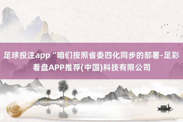 足球投注app“咱们按照省委四化同步的部署-足彩看盘APP推荐(中国)科技有限公司
