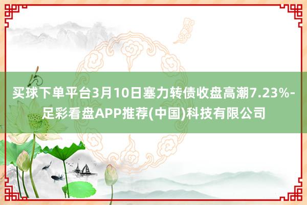买球下单平台3月10日塞力转债收盘高潮7.23%-足彩看盘APP推荐(中国)科技有限公司