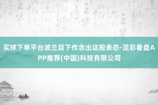 买球下单平台波兰目下作念出这般表态-足彩看盘APP推荐(中国)科技有限公司