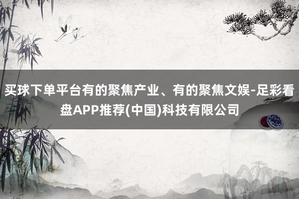 买球下单平台有的聚焦产业、有的聚焦文娱-足彩看盘APP推荐(中国)科技有限公司