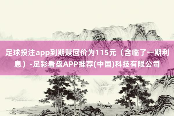 足球投注app到期赎回价为115元（含临了一期利息）-足彩看盘APP推荐(中国)科技有限公司