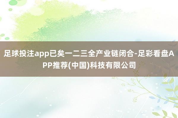 足球投注app已矣一二三全产业链闭合-足彩看盘APP推荐(中国)科技有限公司