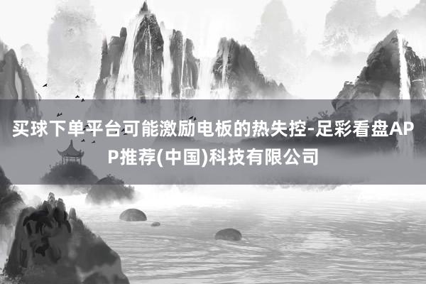 买球下单平台可能激励电板的热失控-足彩看盘APP推荐(中国)科技有限公司