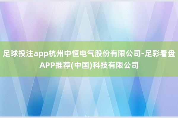 足球投注app杭州中恒电气股份有限公司-足彩看盘APP推荐(中国)科技有限公司