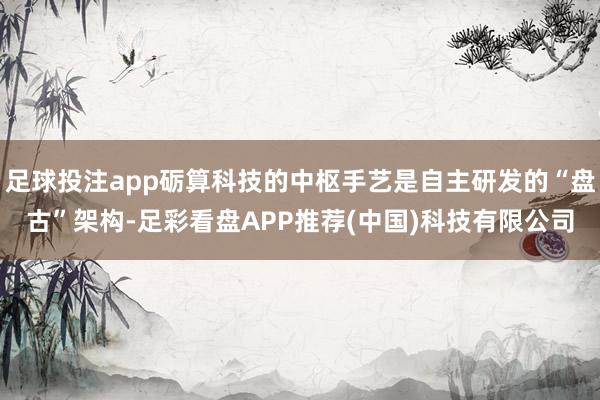 足球投注app砺算科技的中枢手艺是自主研发的“盘古”架构-足彩看盘APP推荐(中国)科技有限公司