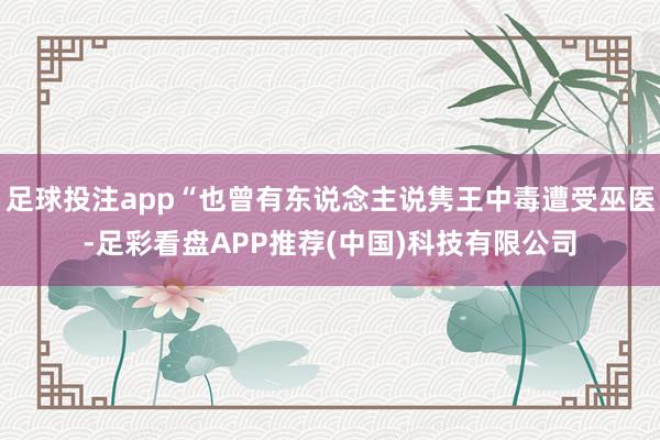 足球投注app“也曾有东说念主说隽王中毒遭受巫医-足彩看盘APP推荐(中国)科技有限公司