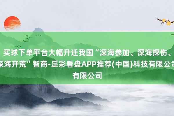 买球下单平台大幅升迁我国“深海参加、深海探伤、深海开荒”智商-足彩看盘APP推荐(中国)科技有限公司